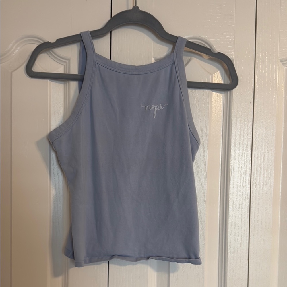 Garage Blue Crop Fitted Tank Top